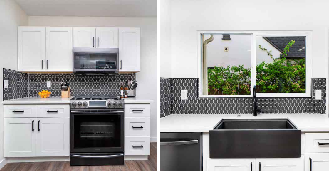 Bela designed black and white kitchen in Los Angeles